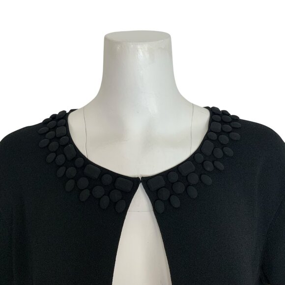 Lafayette 148 New York Bolero Cardigan Sweater XL Black Short Sleeve Crop Beaded - Picture 10 of 15